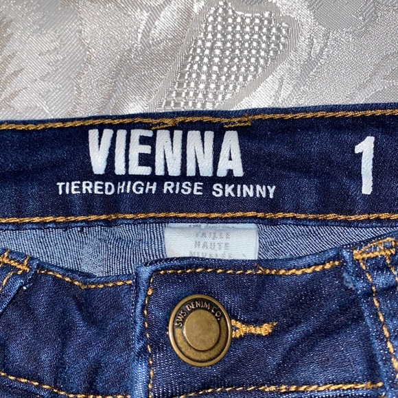 Streetwear Society Vienna Tiered High Rise Skinny Dark Blue Jeans - Picture 4 of 4